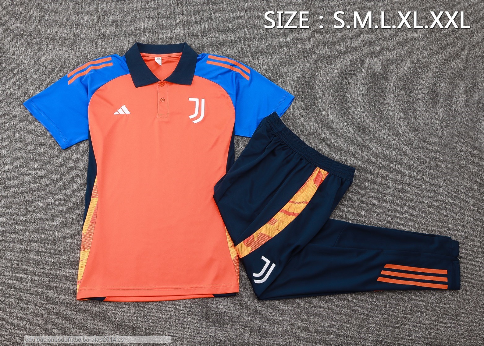 Nuevo Conjunto Completo Polo Juventus 24/25 Naranja Azul Marino Baratas